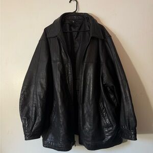 black leather jacket